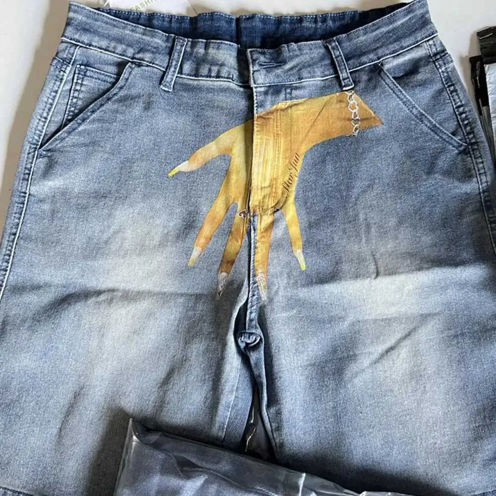 Back Pocket Design Painted Shorts Pocket Men Shorts Printed Design