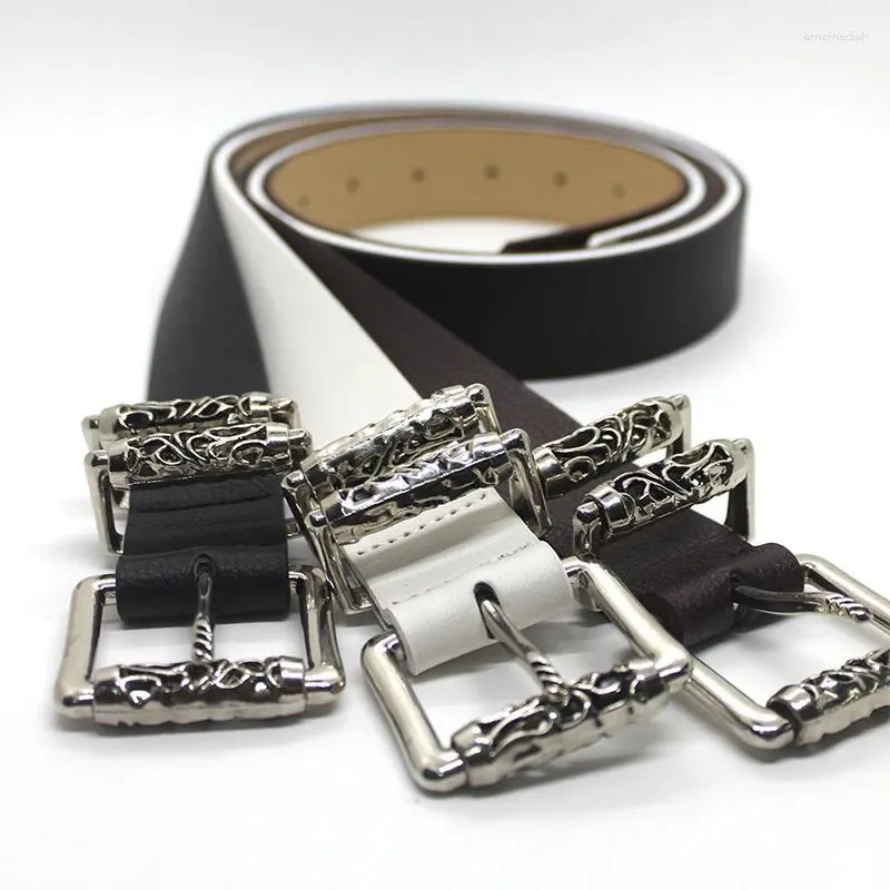 Cinture alla moda in PU per donna, in lega, con incisione, con fibbia ad ardiglione, cinturino in vita, stile punk, unisex, stile High Street_voghion.com