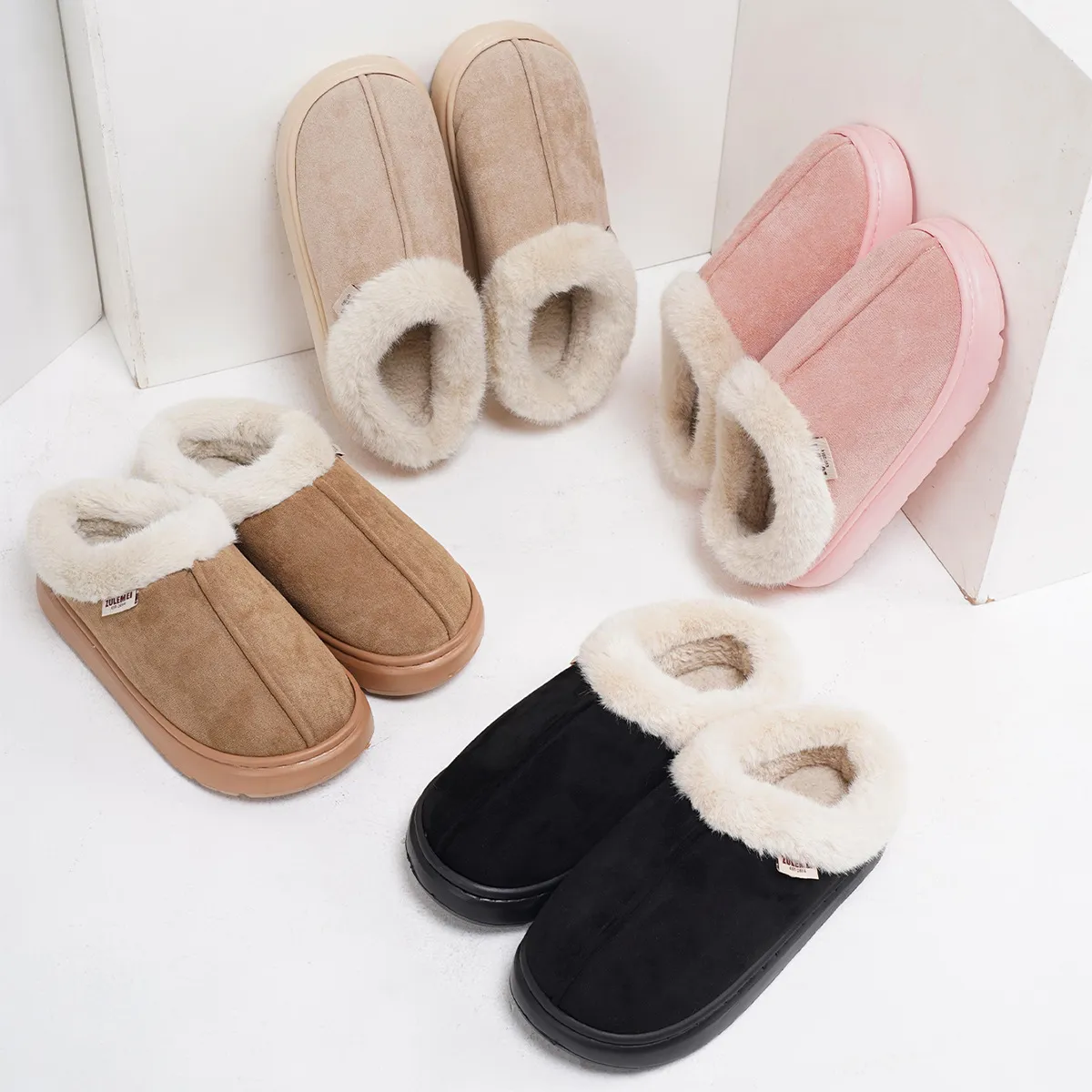 Women Slippers Winter Indoor Fleece Thick Sole Anti Slip Fashion Simple Design Four Colors Trendy Shoes Comfort From 17 53 DHgate