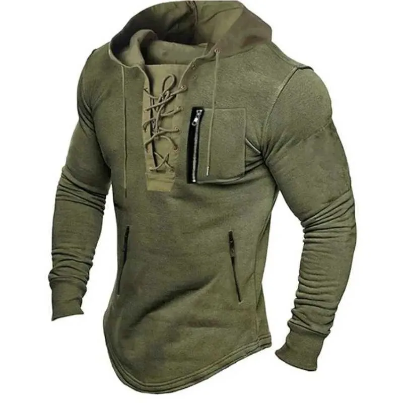 Save Big on Bulk Men's Sports Hoodies Men's Hoodies Sweatshirts Mens Spring  And Autumn Hoodie Solid Color Lace Zipper Pocket Sports Street Clothing