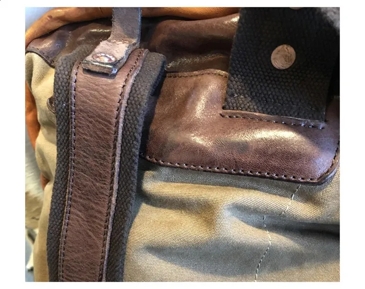 Vintage Leather Trekking Backpack Large Capacity Brown Travel Bag_voghion.com