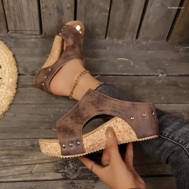Sandals Women Wedges 2024 Summer Casual Solid Color Shoes For High Heels Designer Sandalias De Mujer_voghion.com