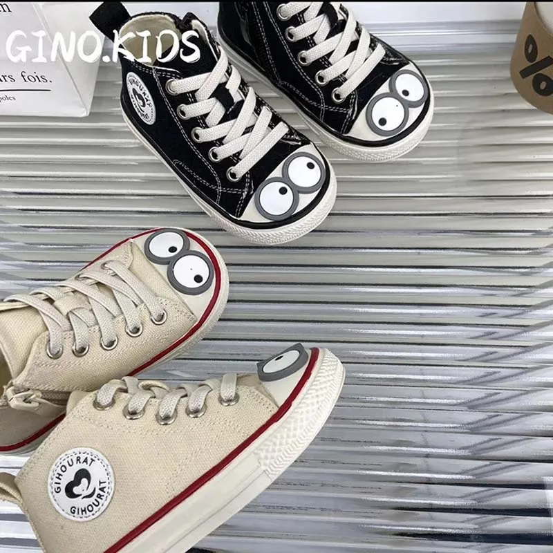 DHgate Trendy Kids High Top Canvas Sneakers Durable Zipper Lace Up Shoes for Boys and Girls Baby Kids Maternity