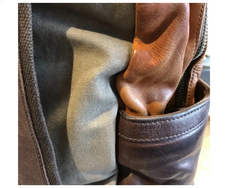 Vintage Leather Trekking Backpack Large Capacity Brown Travel Bag_voghion.com