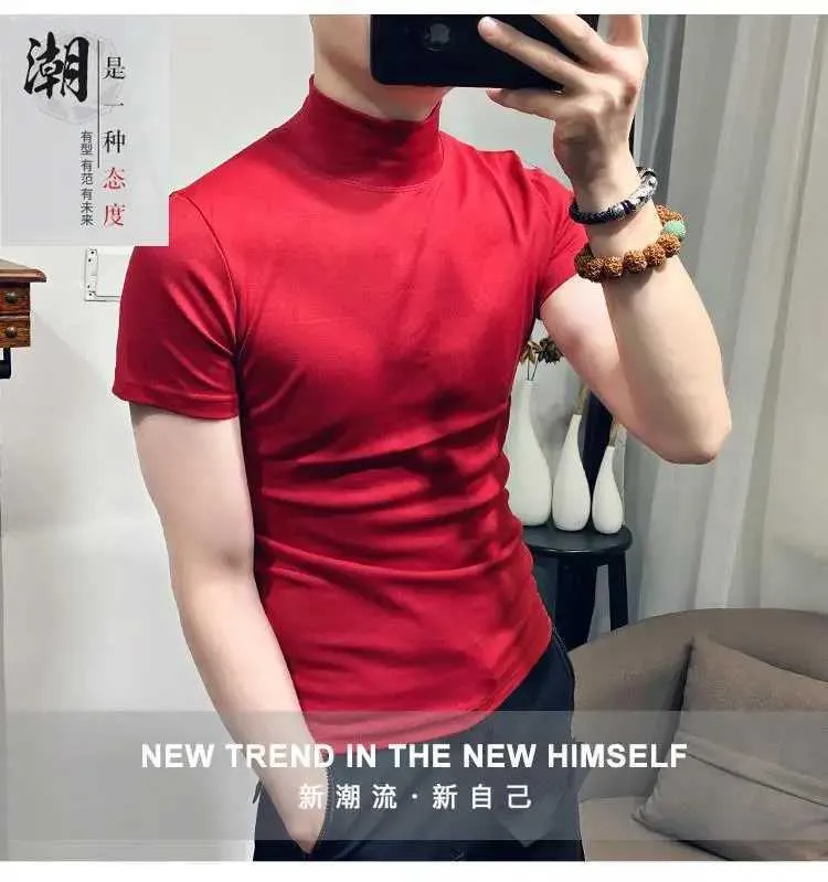 Wholesale Korean Clothing Z240919 Mens Solid Color Turtleneck