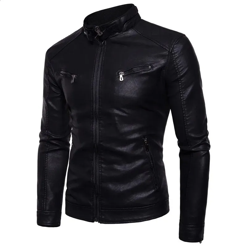 Ultra-Thin Men's Leather leather jacket with Stand-Up Ultra-Thin Men's Leather leather jacket with Stand-Up