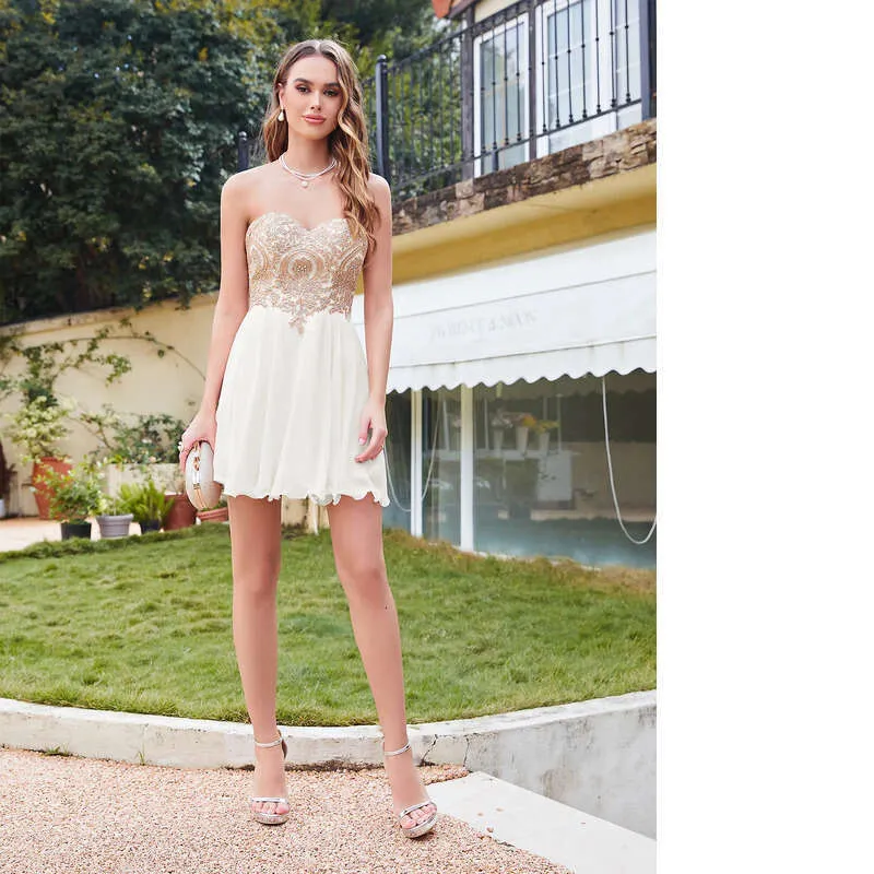 chinese dress ladies Asymmetrical White One-Shoulder Lace-Up Mini Party Dress – Modsele main image 1