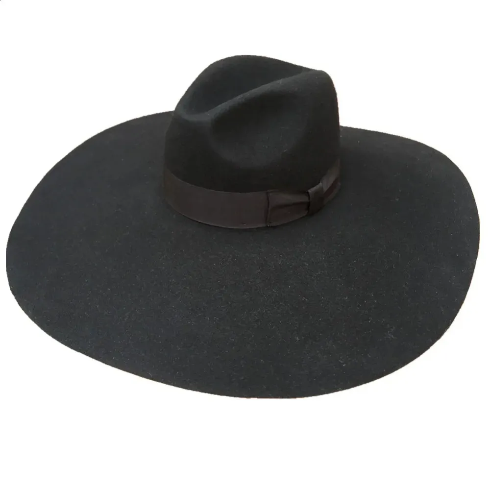 Ladies Fedora Hat Black Felt Wide Brim Fedora... From 