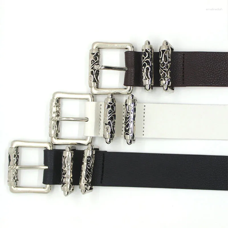 Cinture alla moda in PU per donna, in lega, con incisione, con fibbia ad ardiglione, cinturino in vita, stile punk, unisex, stile High Street_voghion.com
