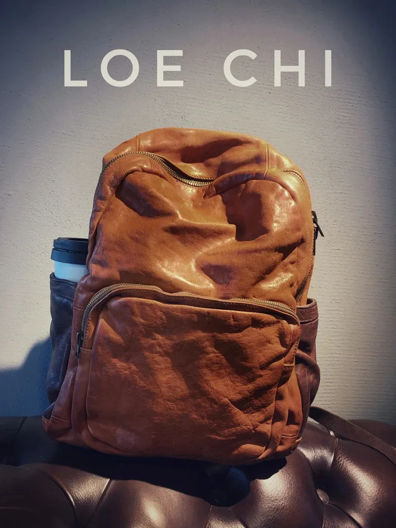 Vintage Leather Trekking Backpack Large Capacity Brown Travel Bag_voghion.com