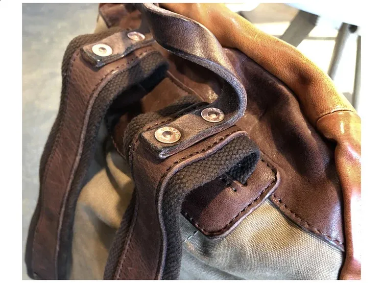 Vintage Leather Trekking Backpack Large Capacity Brown Travel Bag_voghion.com