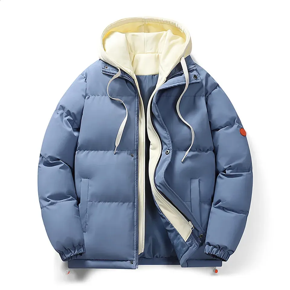 Men's Warm Winter Short Coat - Solid Color Zipper, Double Pockets, Thick & Comfortable Men's Warm Winter Short Coat - Solid Color Zipper, Double Pockets, Thick & Comfortable