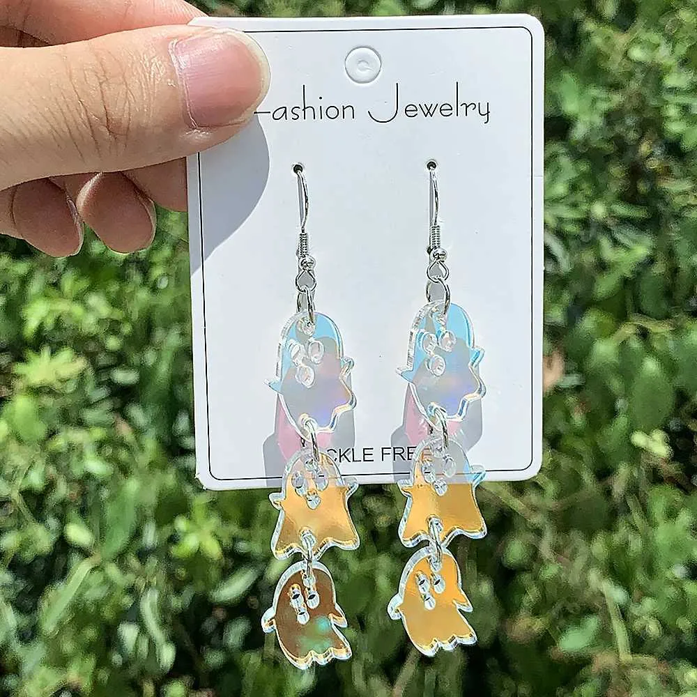 Cute Cartoon Ghost Halloween Drop Earrings For Women Punk Spider Web Bat Black Cat Asymmetrical Earrings Party Jewelry Gift
