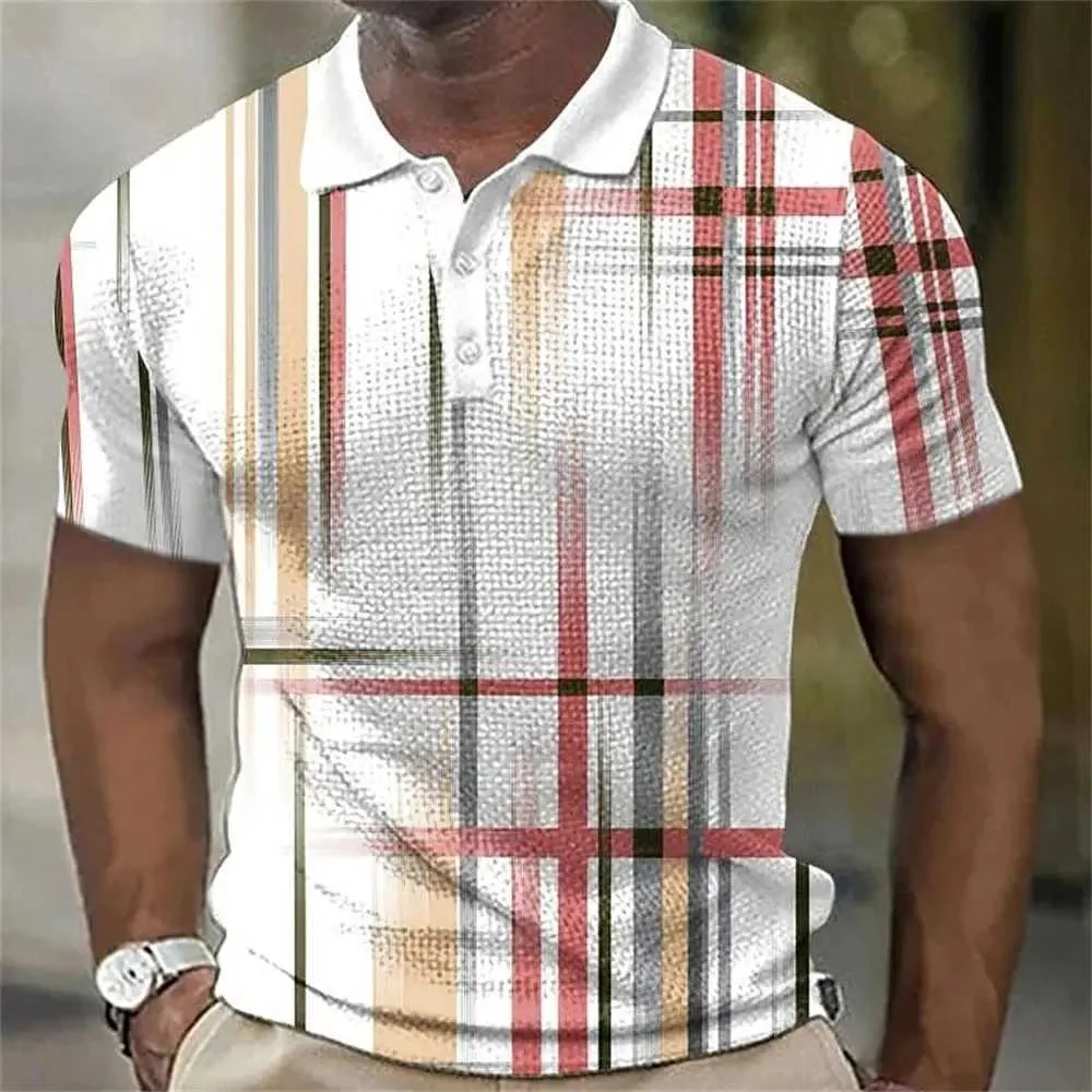 Wholesale Mens Polo Shirts Striped Plaid Pattern, Oversized