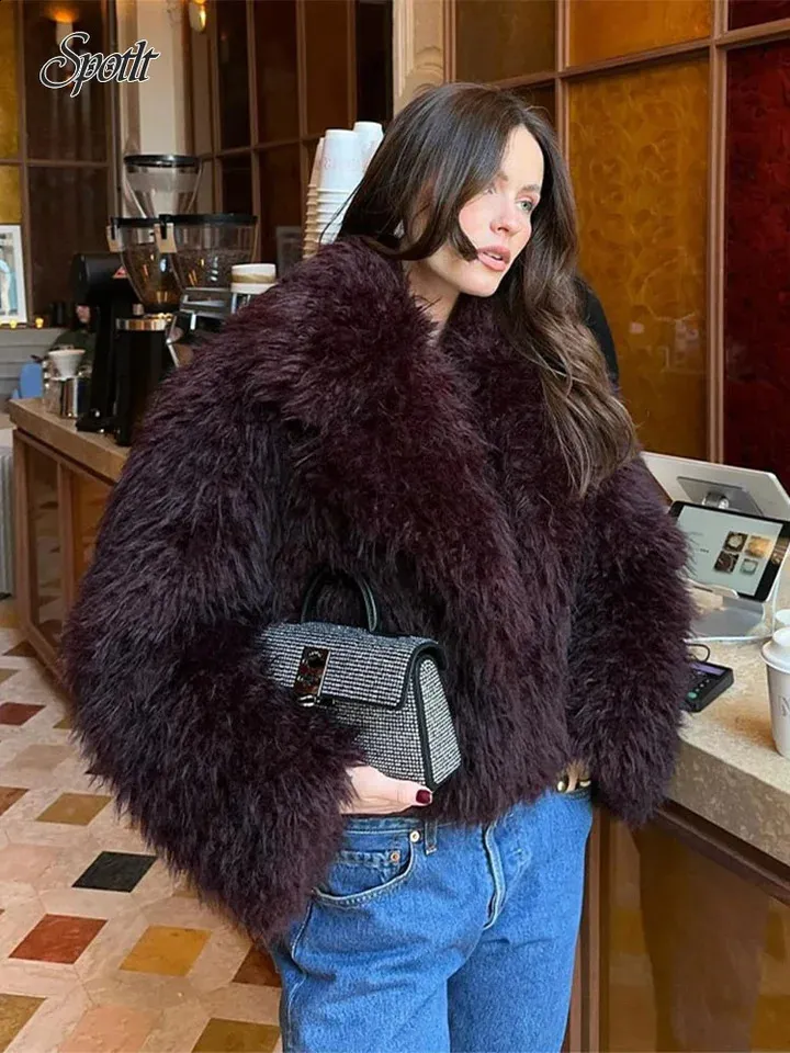 Puffy faux fur coat sale