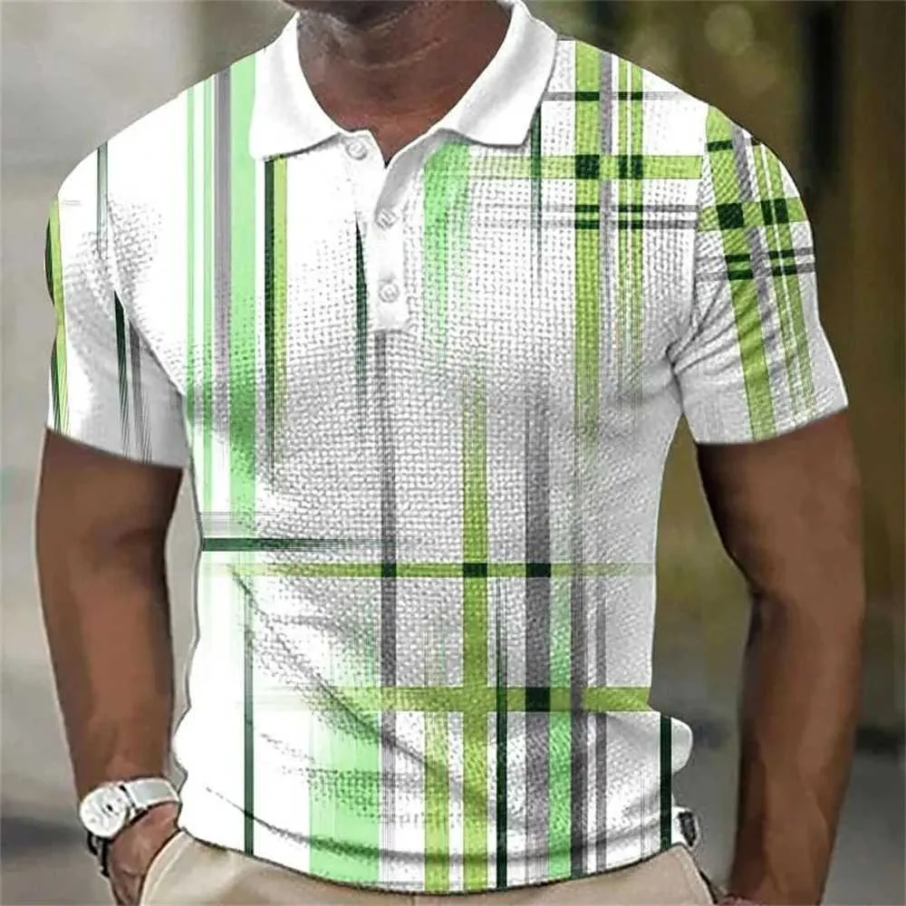 Wholesale Mens Polo Shirts Striped Plaid Pattern, Oversized