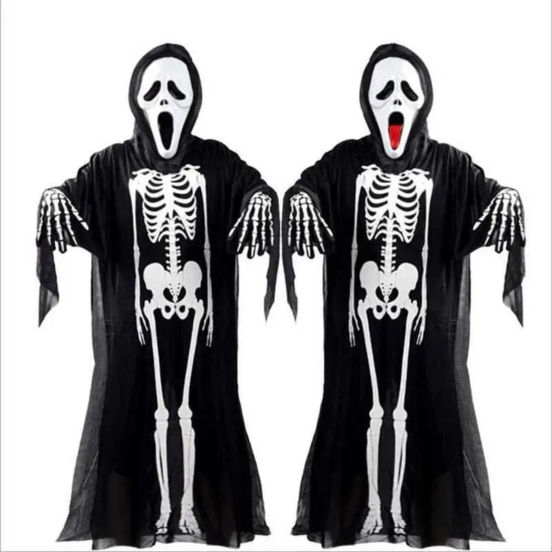 Childrens Skeleton Costumes Adults Skull Printed Costume With