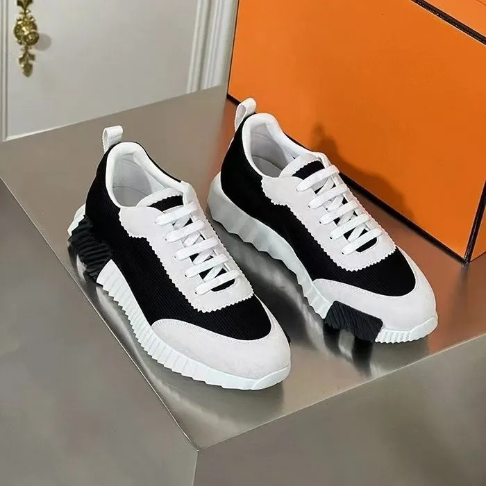 luxury designer shoes Bouncing Sneaker Men Casual Leather And Mesh Lace Up Sports Runner Shoes Rubber Sole Mans Low Top Street Style no Box Eu36-46 H Word
