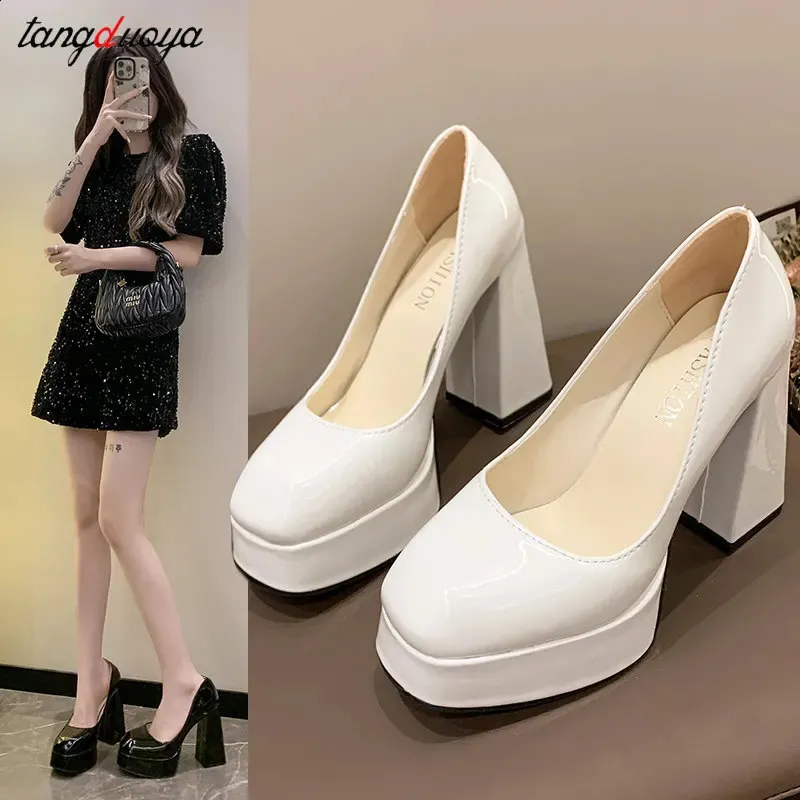 Save Big on Bulk Red Chunky Heel Pumps Chunky Mary Jane Shoes: Round Toe  Patent Leather Pumps Black, Red White High Heels, Size 12 Heels Available 