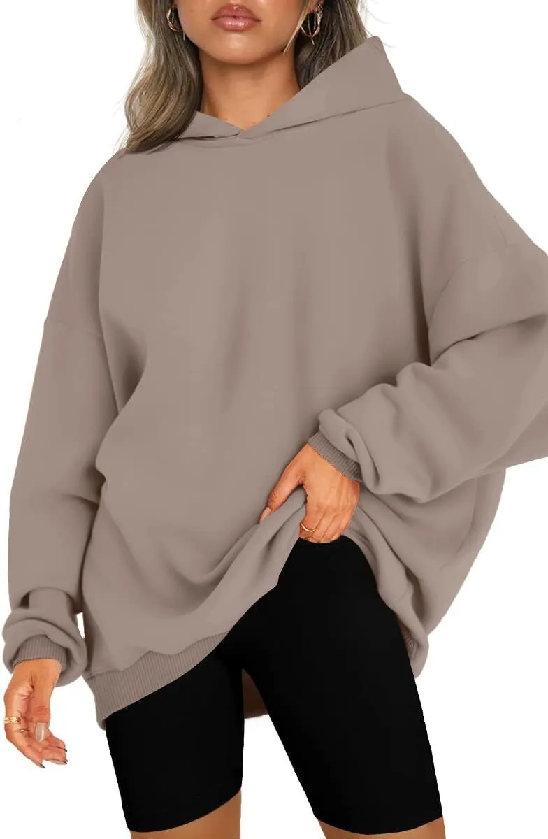 Oversized Wool Blend Hooded Sweatshirt Women's Pullover Top, Cozy  Shop Now!