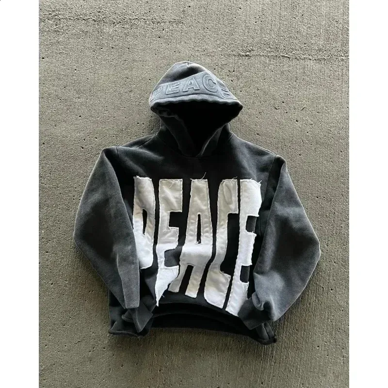 Y2K Pink Letter Patch Street Fashion Oversized Fleece Hoodie For Men