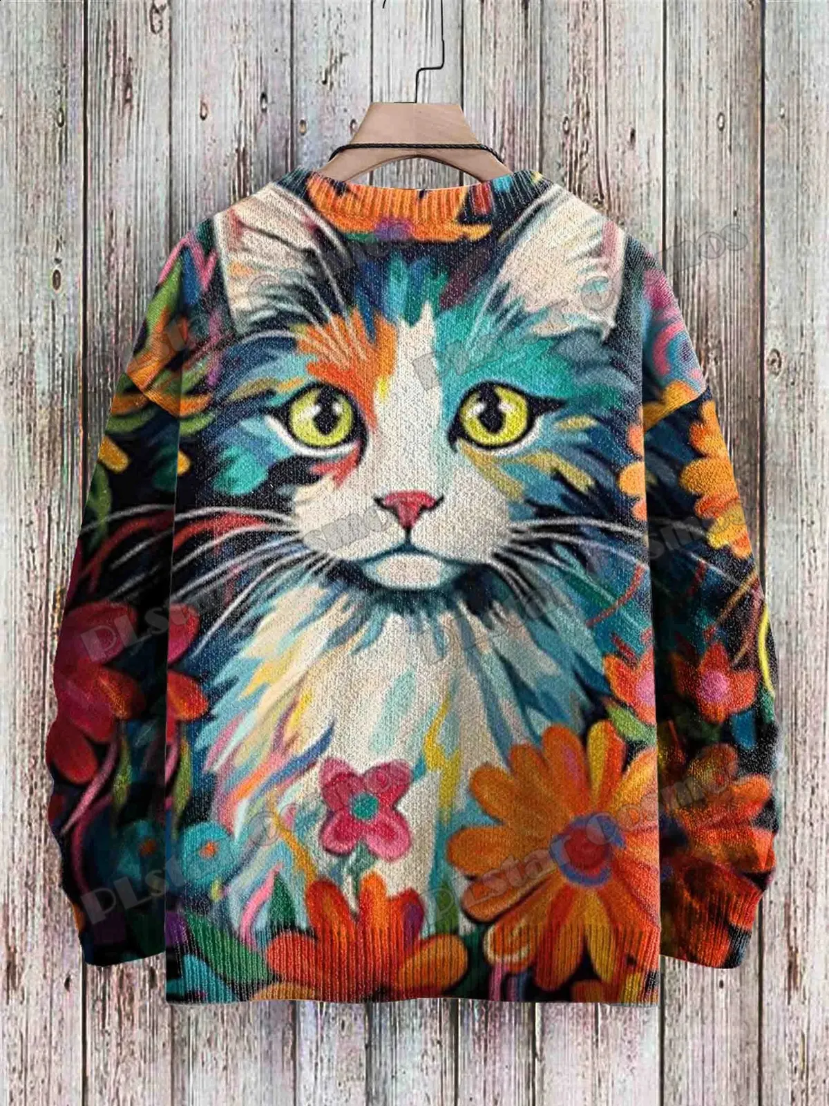 Vintage Cat Sweater: Retro Black Cat Eyes Art 3D Printed