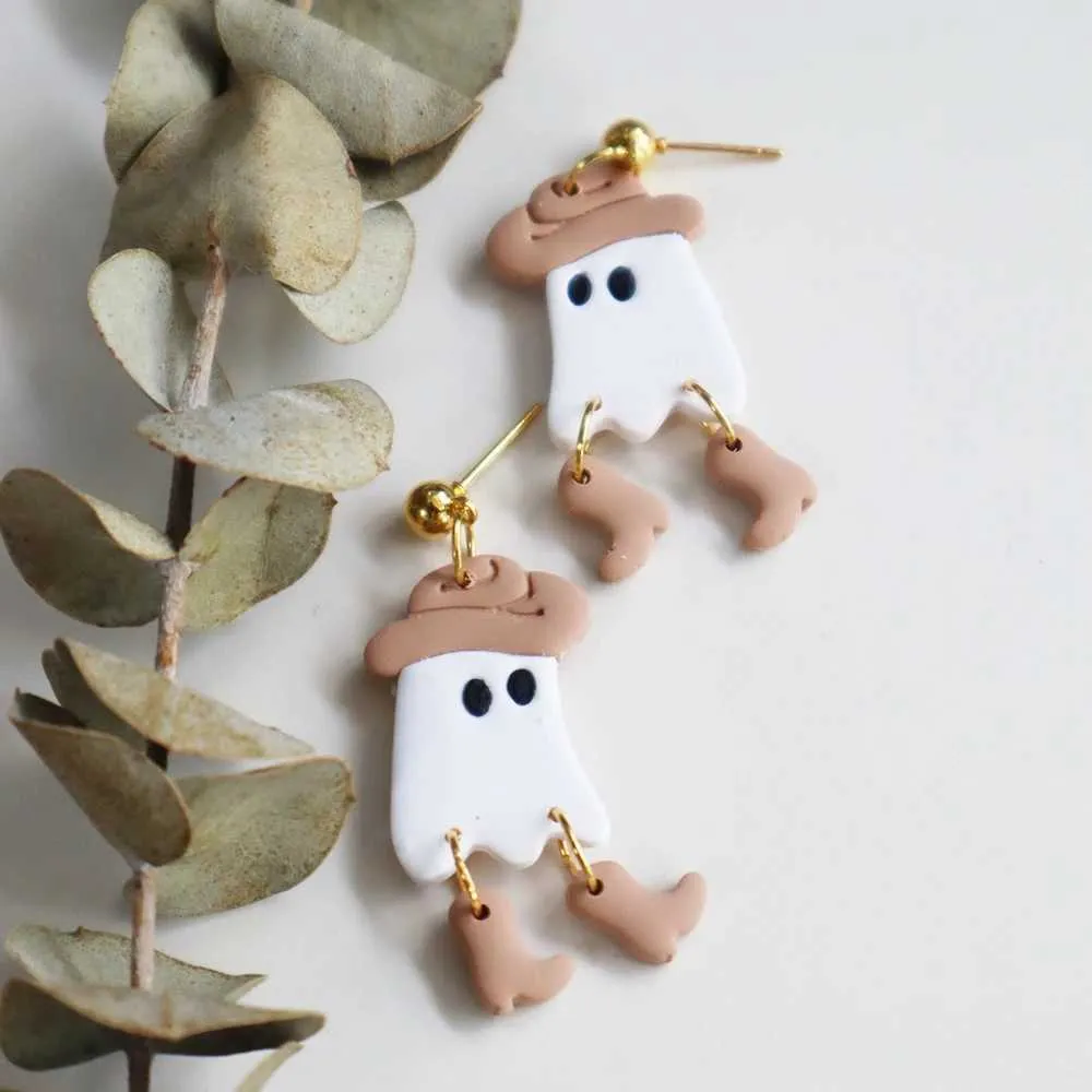 Save Big on Bulk Skull Ghost Earrings Spooky Jewelry: Halloween Ghost  Dangle Earrings Polymer Clay Ghost Hat Design, Festive Creepy Earrings  For