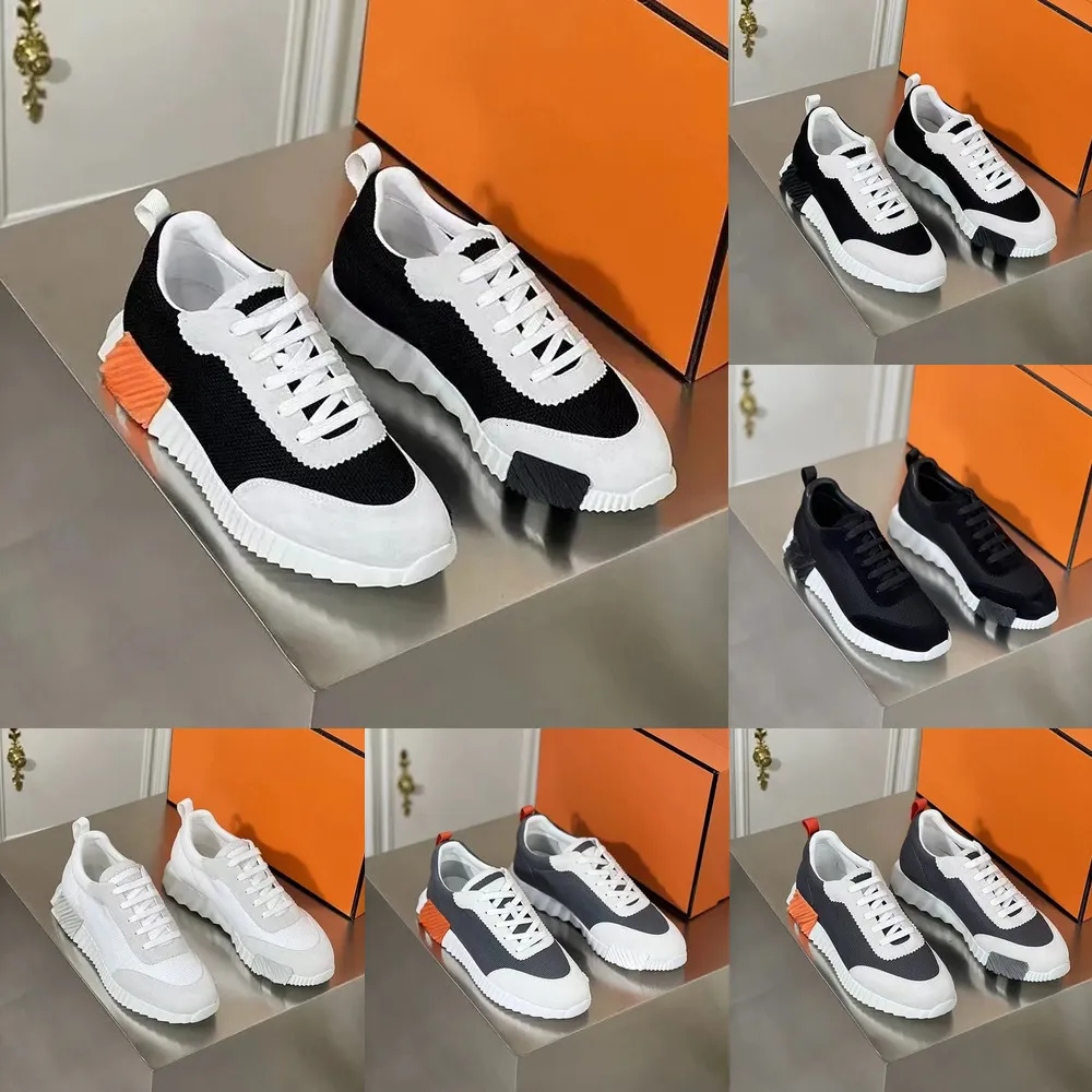 luxury designer shoes Bouncing Sneaker Men Casual Leather And Mesh Lace Up Sports Runner Shoes Rubber Sole Mans Low Top Street Style no Box Eu36-46 H Word