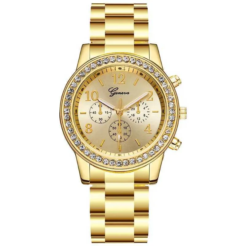 Women’s Rhinestone Stainless Steel Quartz Watch Women Quartz Watches Wrist Strap Round Watch Artificial  main image 4