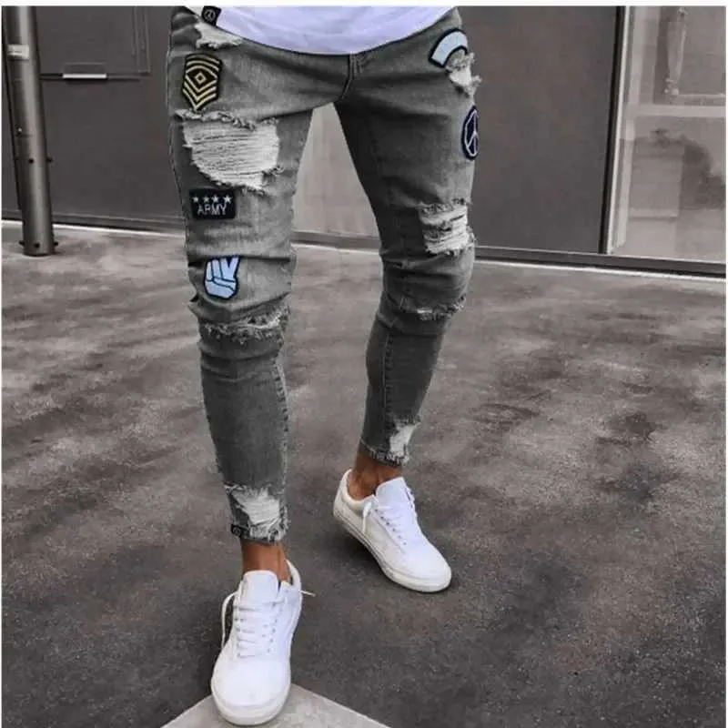 DHgate.com:Mens Black Elastic Tear-Tight Corset Denim Jeans