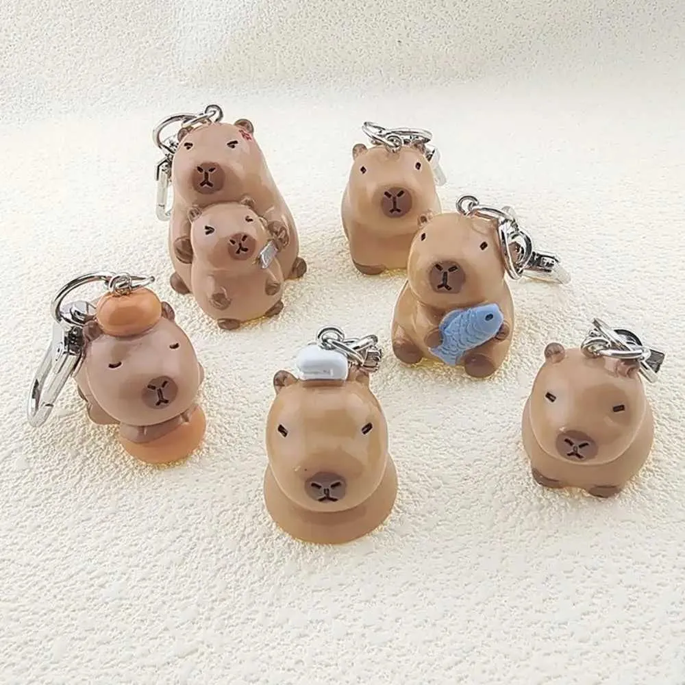 Cute Capybara Keychain Charm - Mini Backpack Accessory, Cartoon Key ...