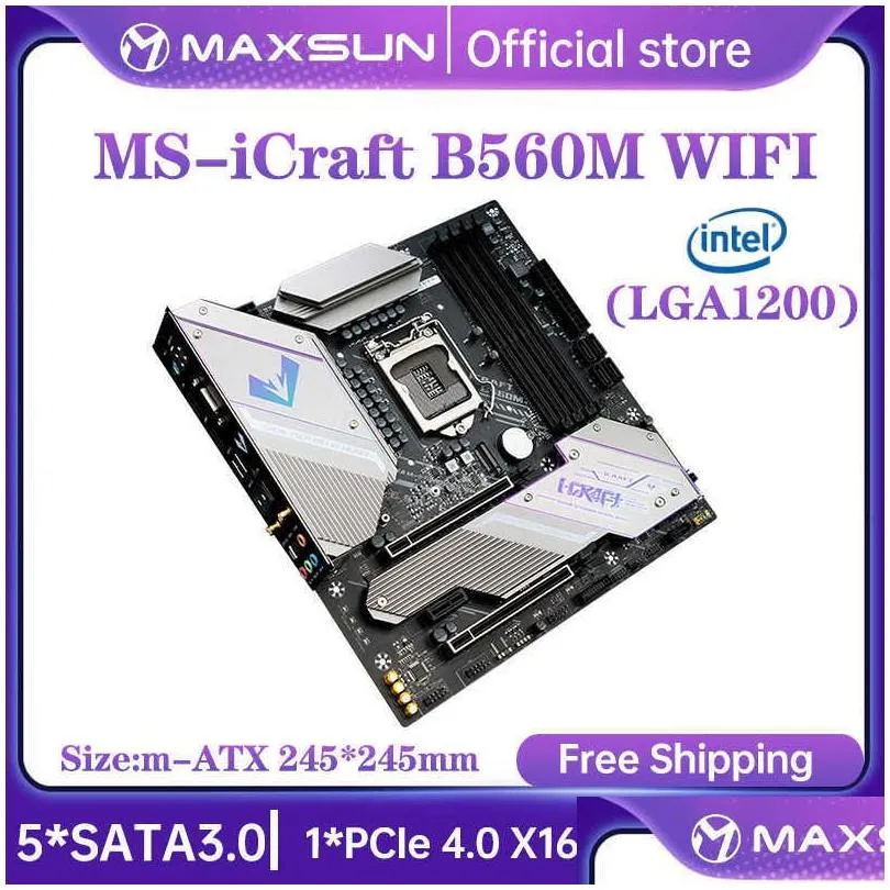 Motherboards Maxsun New Intel Motherboard Icraft B560M Wifi Pc Mainboard Dual Channel Ddr4 3200Mhz Rgb Sata M.2 Lga1200 Uter Accessori Otr3T