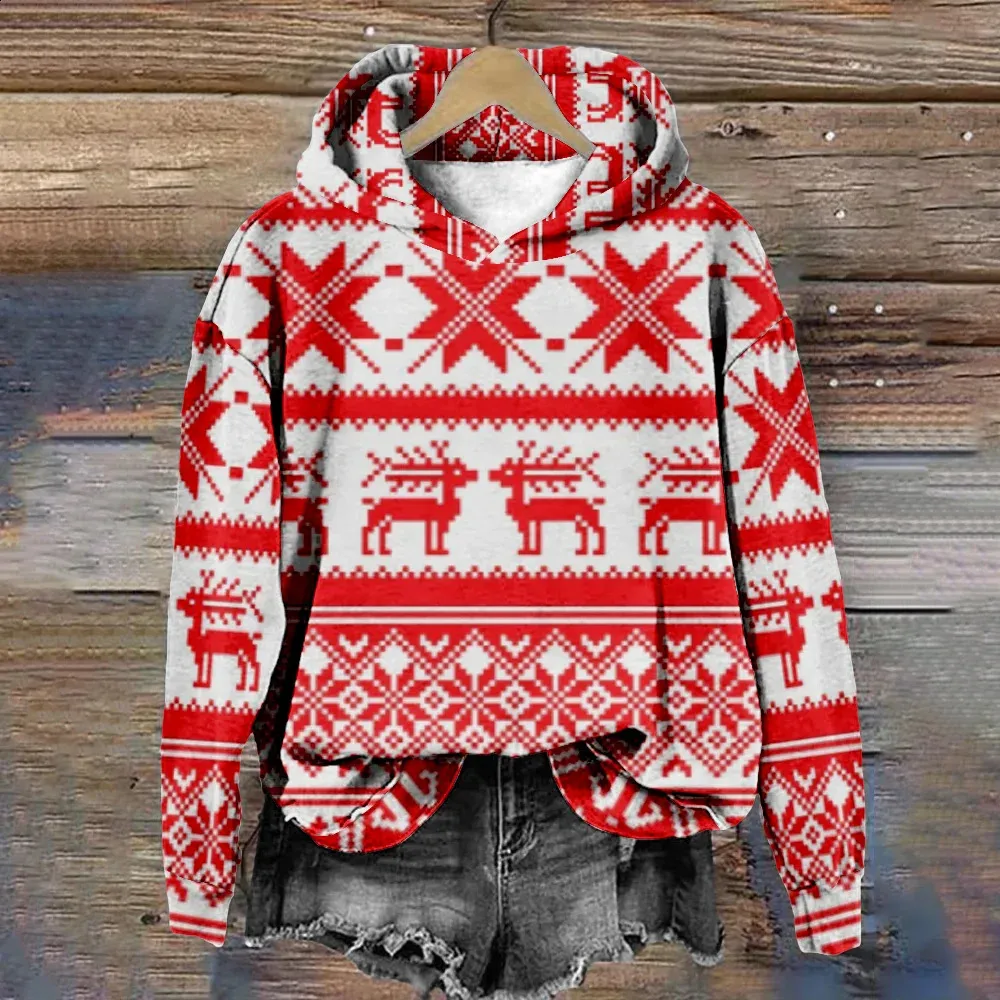 Women Y2k Oversized Floral Print Fleece Pullover Cute Hoodies Preppy - View #9