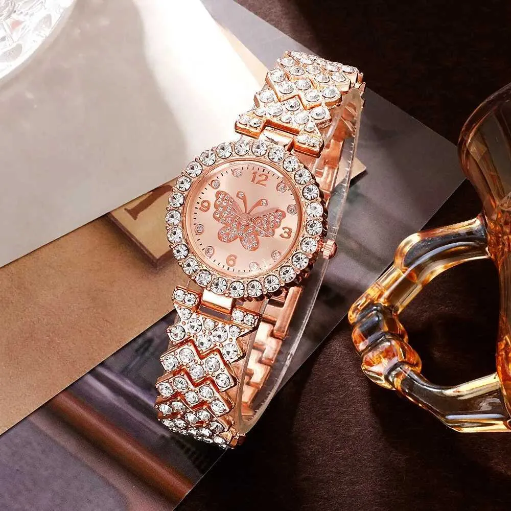 6PCS Set Women Rose Gold Luxury Quartz Watch Rhinestone Fashion Wristwatch. 6PCS Set Women Rose Gold Luxury Quartz Watch Rhinestone  main image 3