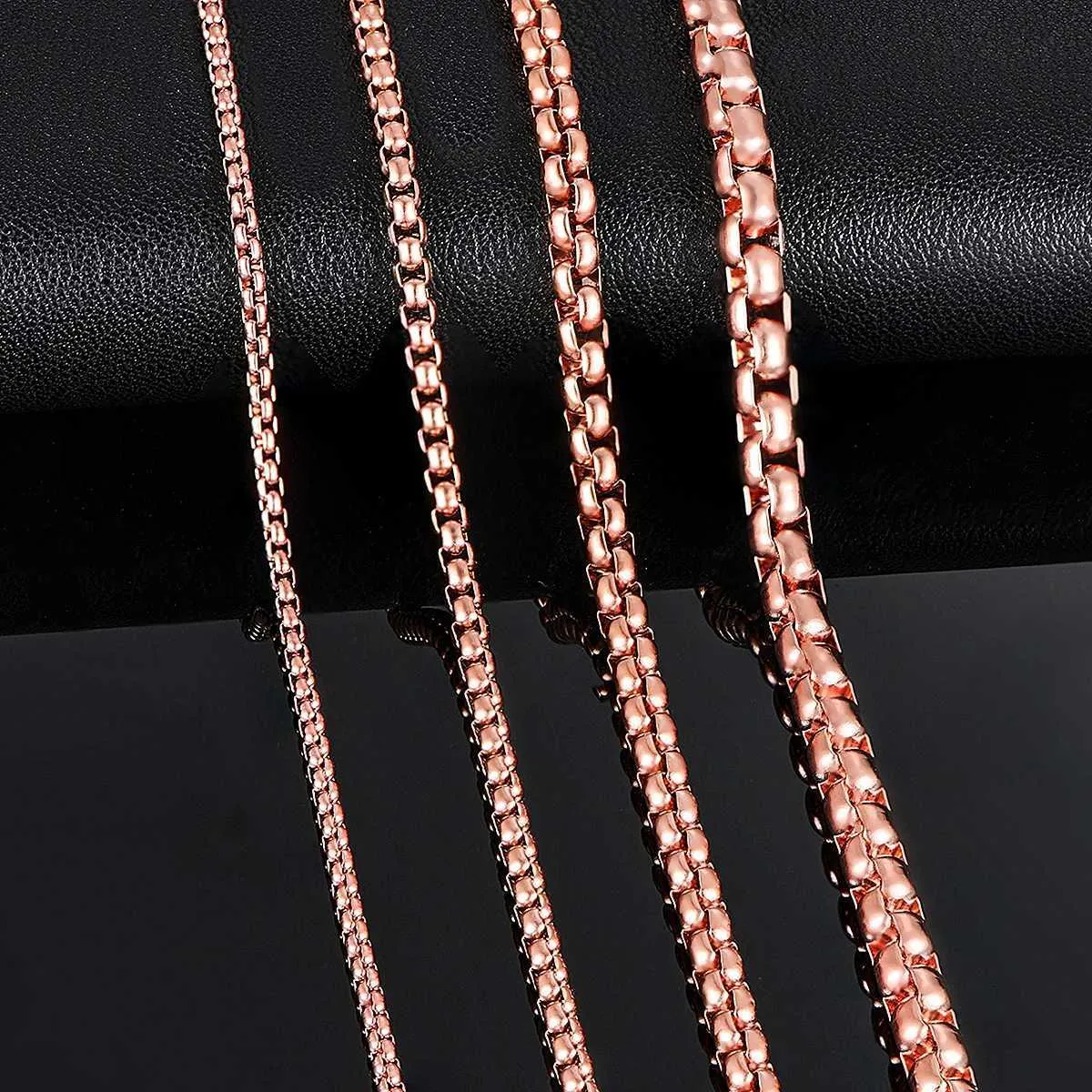 Stainless Steel Curb Chain Rose Gold Link Necklace 2mm 5mm Thick
