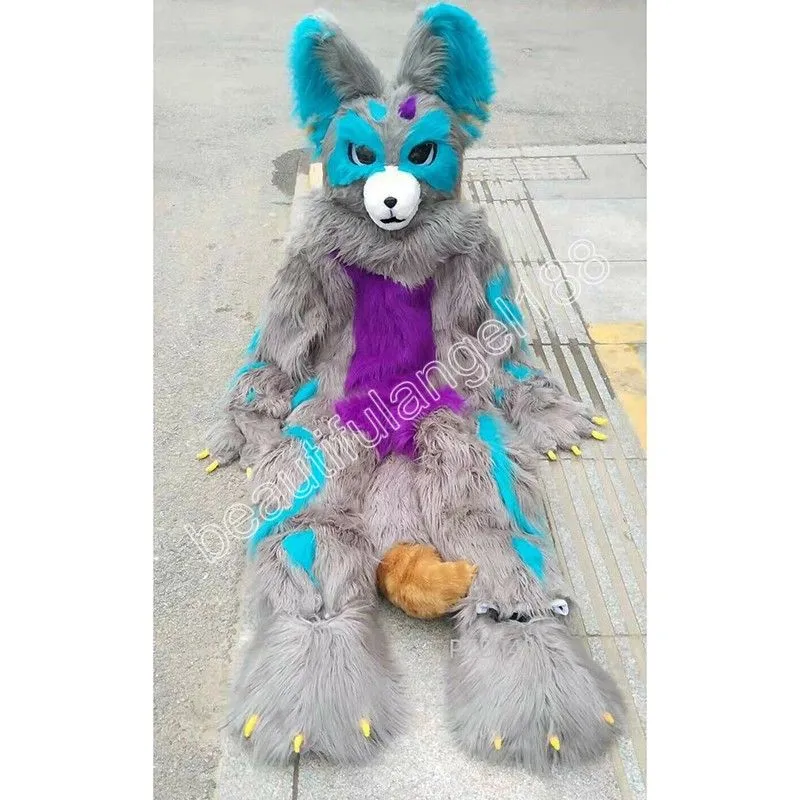 2025 Halloween Long Fur Husky Fox Doll Mascot Costume Cartoon Cattle ...
