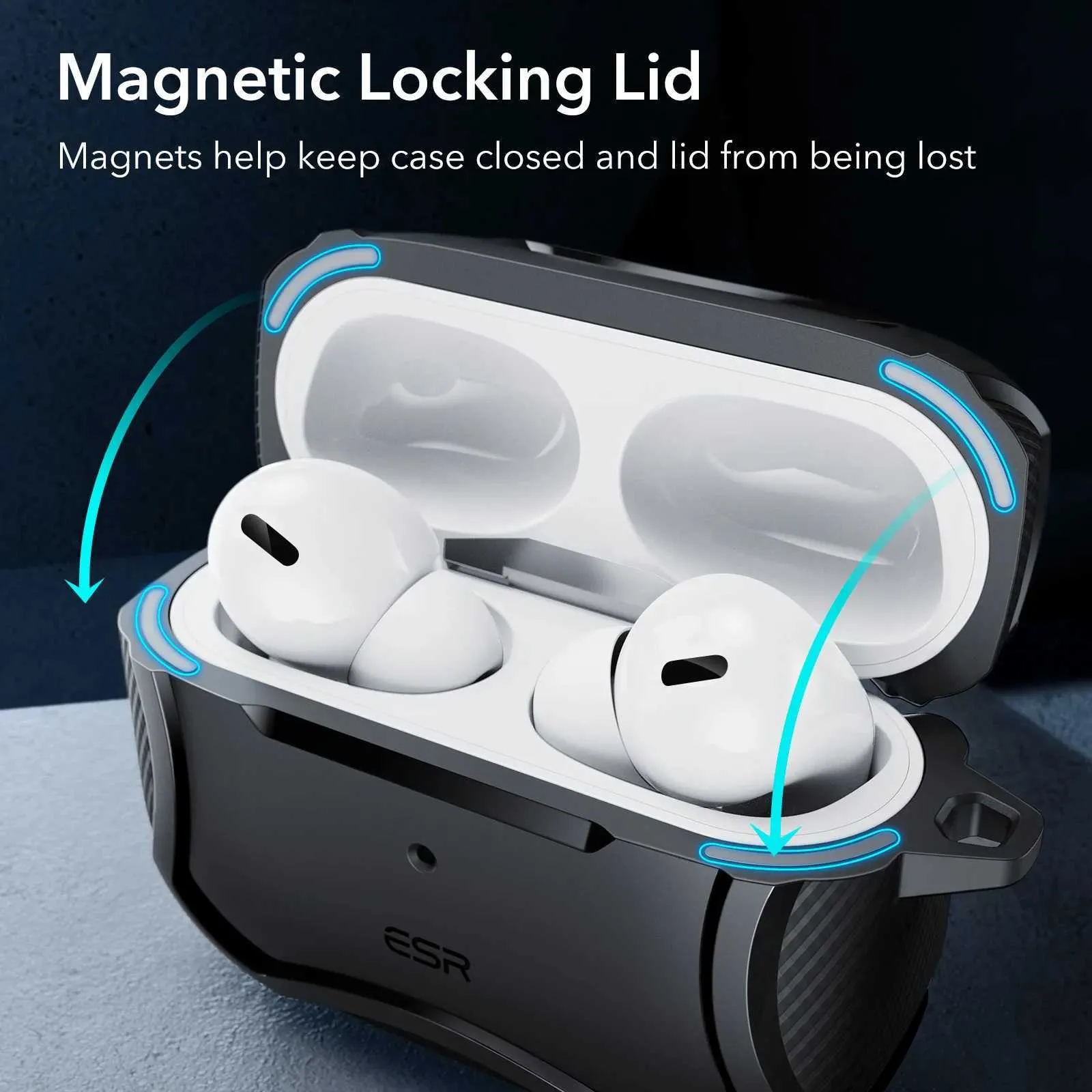 Earphone Accessories ESR for Airpods Pro 2 Case with HaloLock Armor Tough Case for Airpods Pro 3rd/2nd/1st Gen Protective MagSafe Case with Keychain J240920