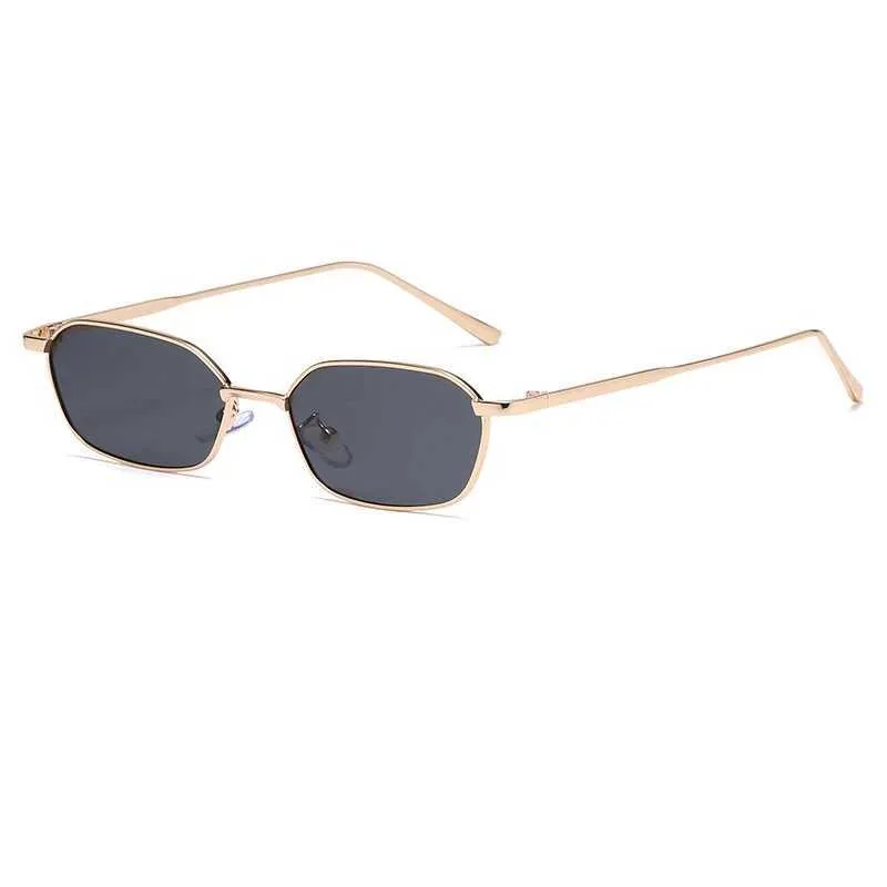 Vintage Polygon Sunglasses Metal Frame UV Protection Small Narrow Shades Trendy Polygonal Small Sunglasses Women Vintage Metal Frame  main image 3