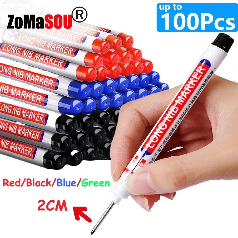 Waterproof Long Head Markers - Deep Hole Pens for Wood & Metal Red ...