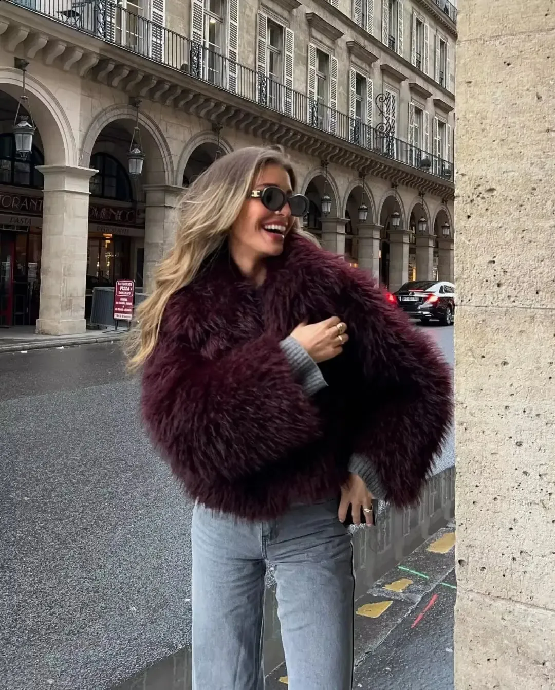 Y2K TRAF Faux Fur Coat For Women Warm Winter Long Sleeve Outerwear