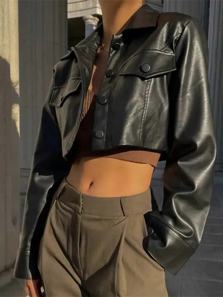Stylish Women's Leather textured crop Jacket for Spring