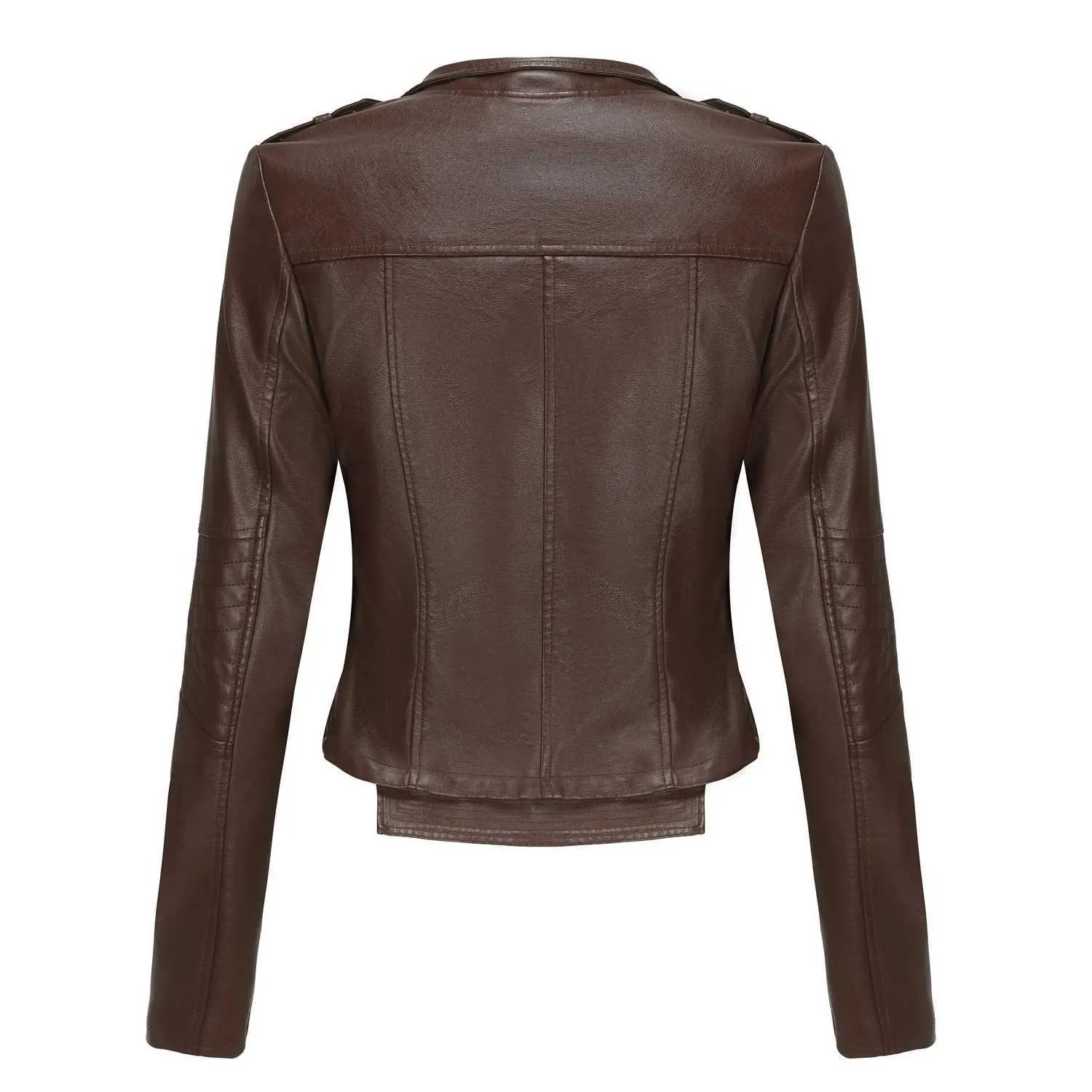 Vintage Leather leather jacket for Women - Lapel Zipper