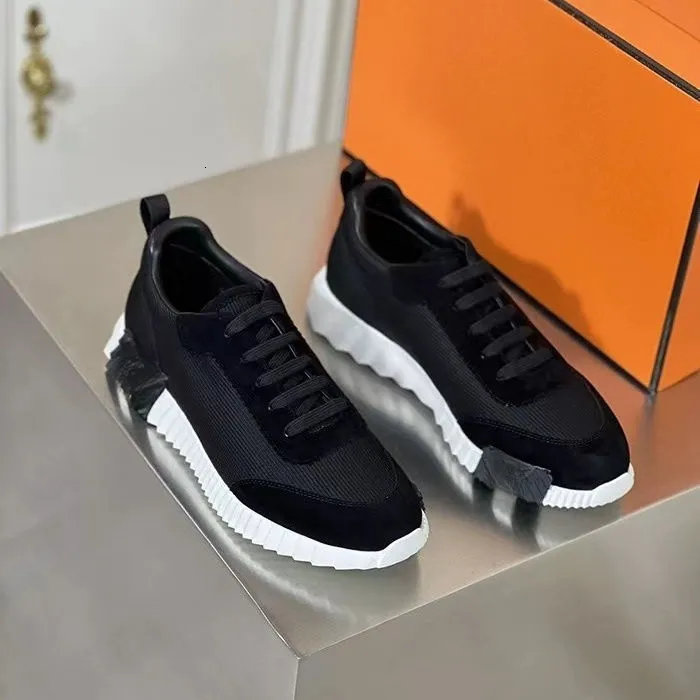 luxury designer shoes Bouncing Sneaker Men Casual Leather And Mesh Lace Up Sports Runner Shoes Rubber Sole Mans Low Top Street Style no Box Eu36-46 H Word