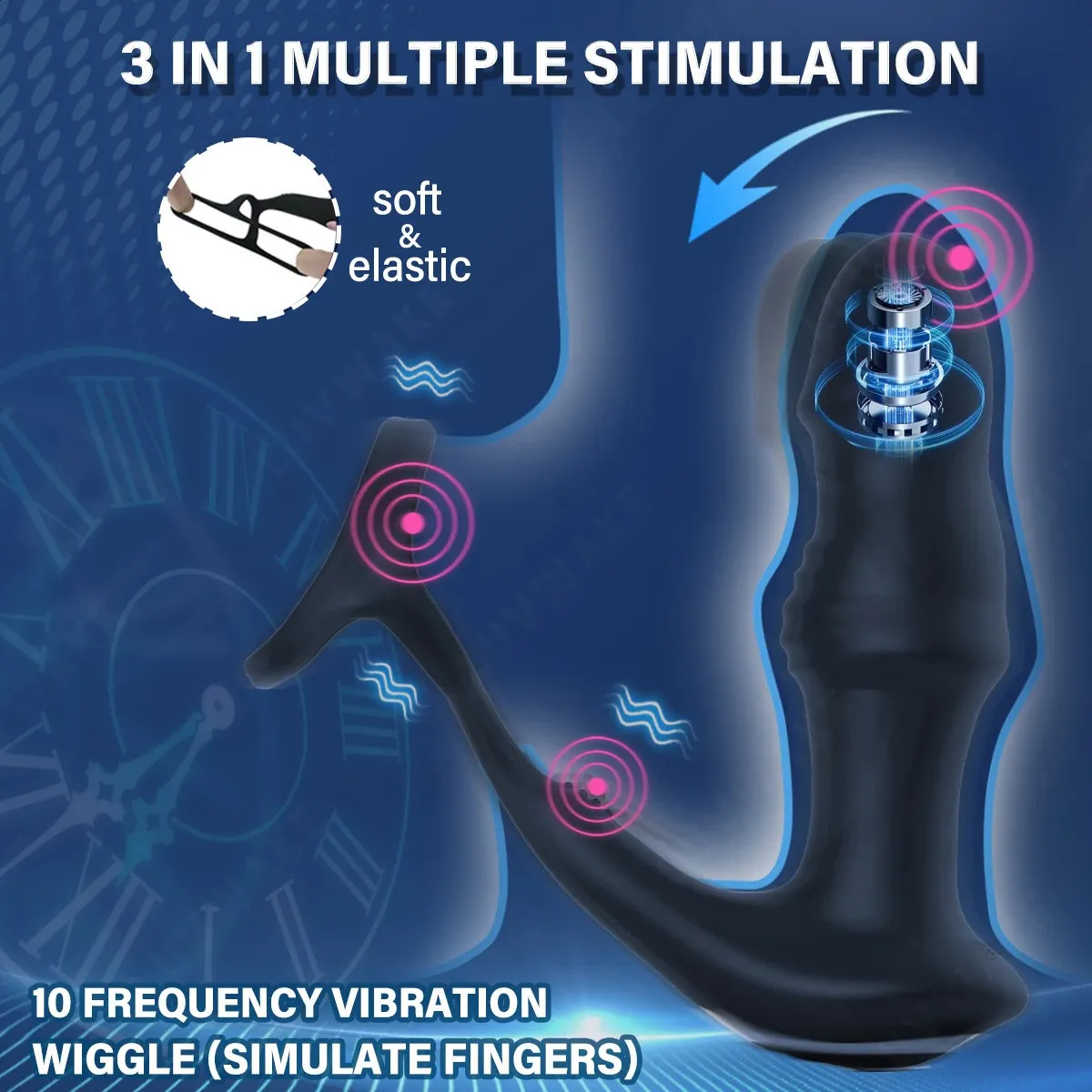lovehoney love thruster rechargeable thrusting rabbit vibrator Rainstorm - Beads Massage P-spot 9 Vibrating Prostate Massager Anal Toy main image 1