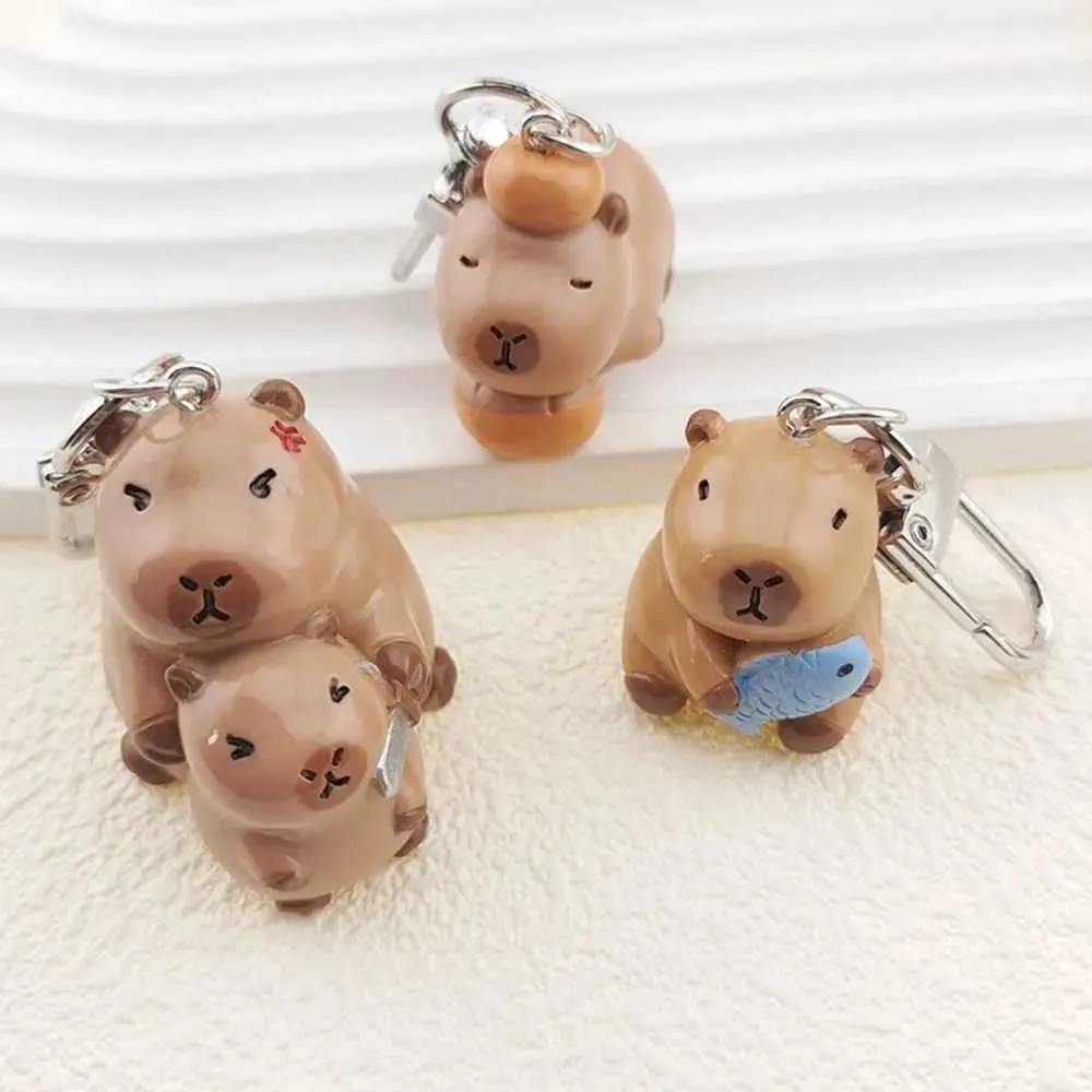 Cute Capybara Keychain Charm - Mini Backpack Accessory, Cartoon Key ...