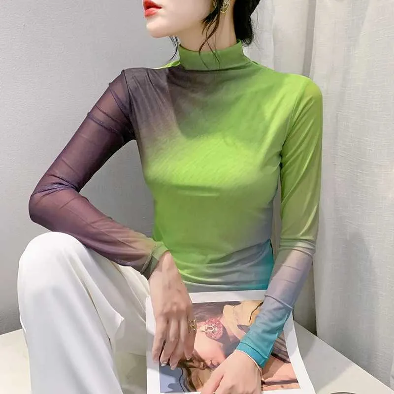Chic Patchwork Flower mock neck shirt for Women - Long Sleeve Casual Top in Color Blocking Print, Sizes S-4XL - Perfect for Fall and Winter - Style