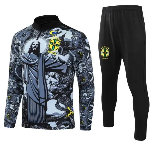 G.JESUS COUTINHO Brazils Mens Kids Soccer Tracksuit Set Full Zip