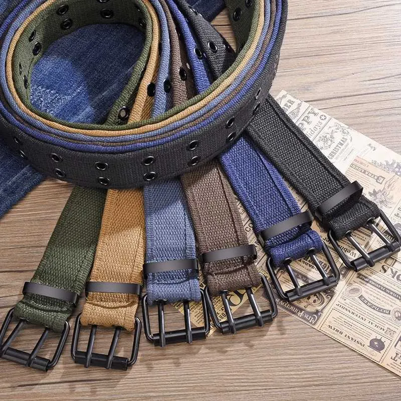 Canvas Buckle Straps Square Buckle Mens Womens Korean Style Woven W240920