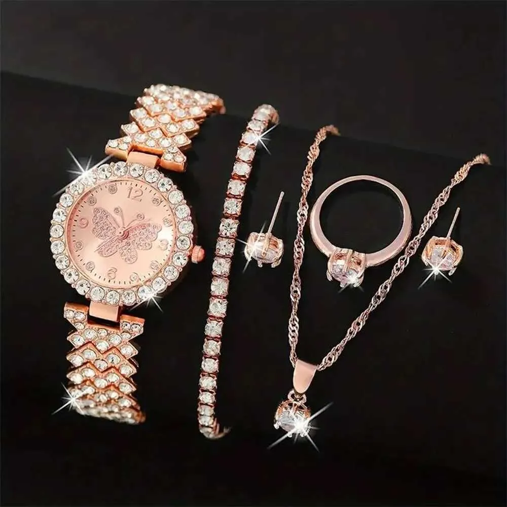 WatchesX Rose Gold Jewelry Set For Women Luxury Rhinestone  display picture 1