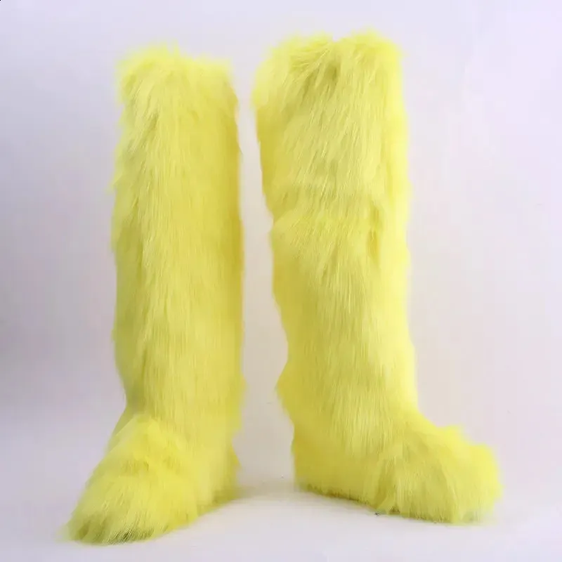 Winter Thigh Fluffy Furry Fox boots near me for Women